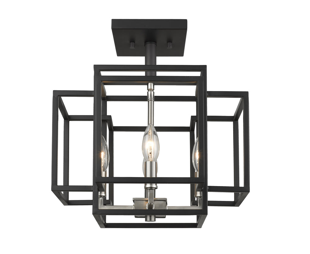 Titania 4 Light Semi Flush Mount in Black + Brushed Nickel Finish