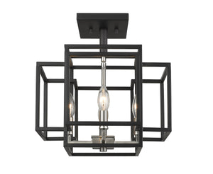 Titania 4 Light Semi Flush Mount in Black + Brushed Nickel Finish