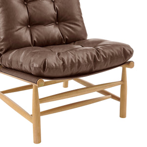 Oswald Faux Leather Tufted Accent Chair, Casa Brown