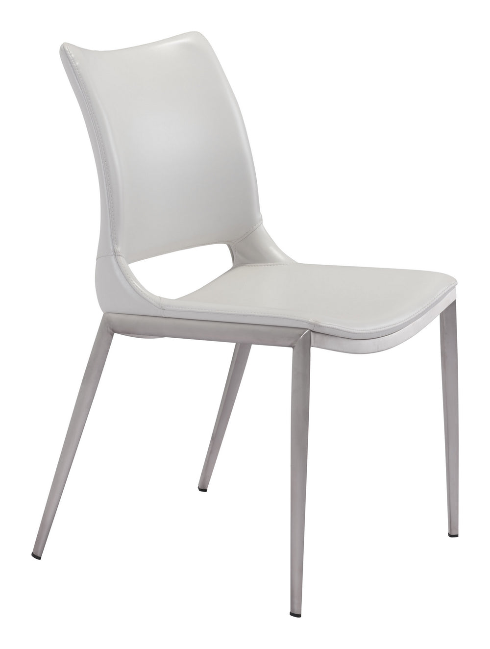 Ace Dining Chair (Set of 2) White & Silver