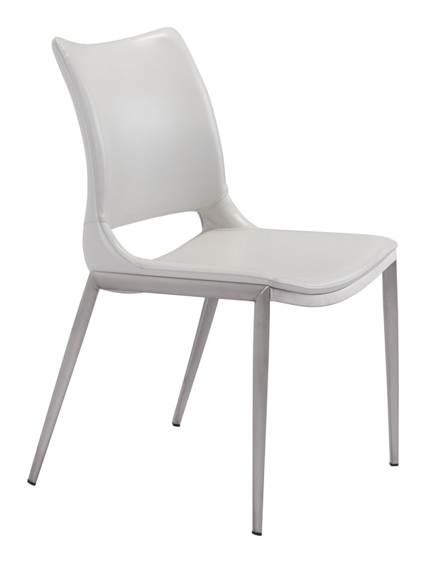 Ace Dining Chair (Set of 2) White & Silver