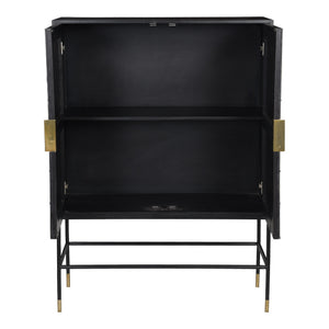 Moe's Shaws Cabinet Cream and Black Wood & Bone
