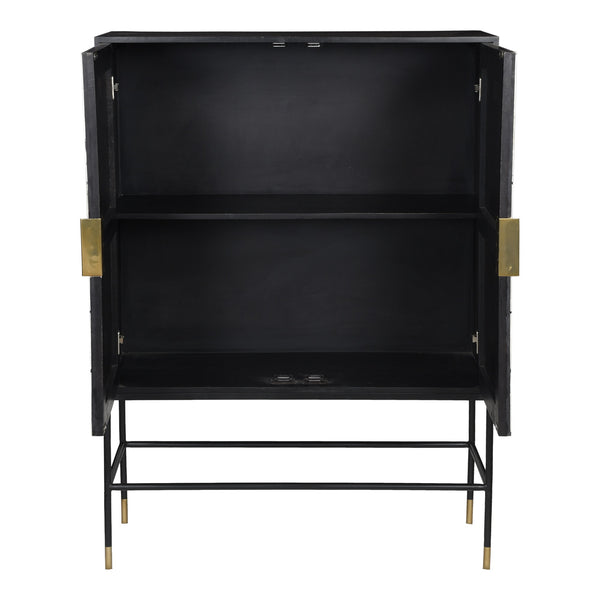 Moe's Shaws Cabinet Cream and Black Wood & Bone