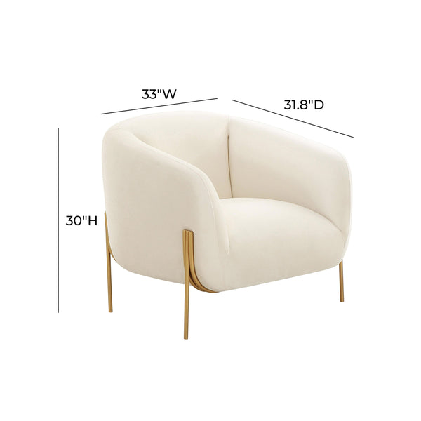 Kandra Cream Velvet Accent Chair
