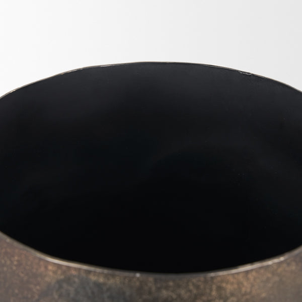 Quade Large Textured Gold Metal Planter