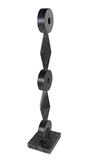 Totem Mindi Wood Sculpture in Cinder Black Finish