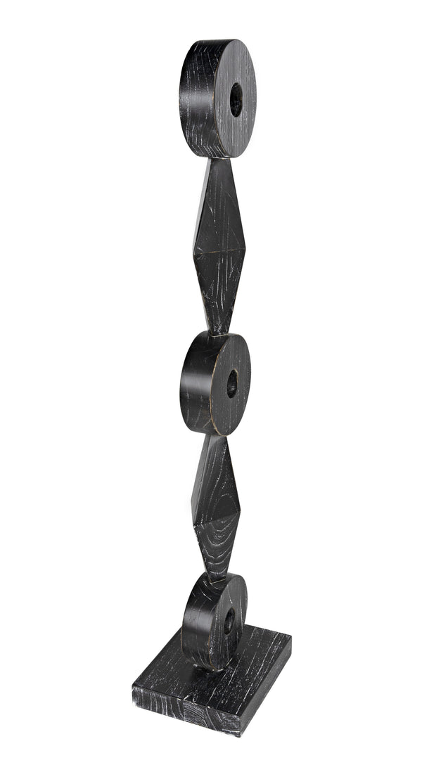 Totem Mindi Wood Sculpture in Cinder Black Finish