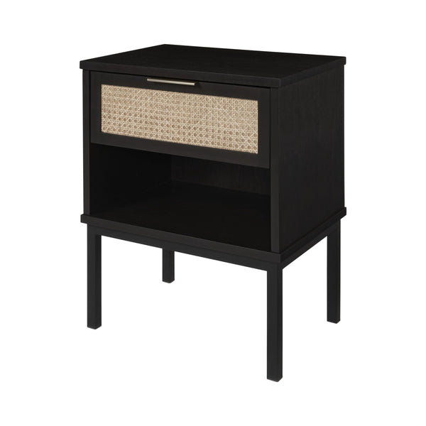 Caine KD Rattan Nightstand/Side Table, Black