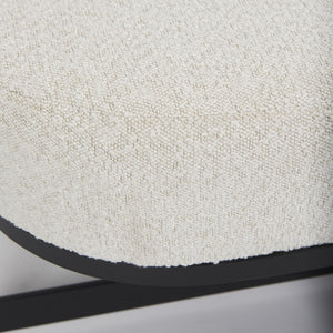 Amelia 55.0L x 18.0W x 18.0H Cream Boucle W/Black Metal Upholstered Bench