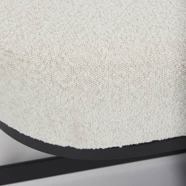 Amelia 55.0L x 18.0W x 18.0H Cream Boucle W/Black Metal Upholstered Bench