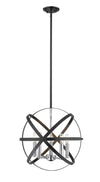 Cavallo 5 Light Pendant in Hammered Black + Chrome Finish