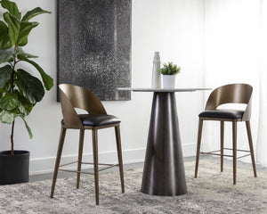 DEZIRAE BARSTOOL - ANTIQUE BRASS - CHARCOAL BLACK LEATHER