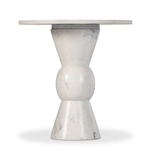 Fox End Table In Polished White Marble