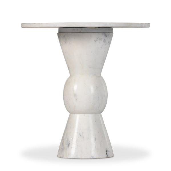 Fox End Table In Polished White Marble