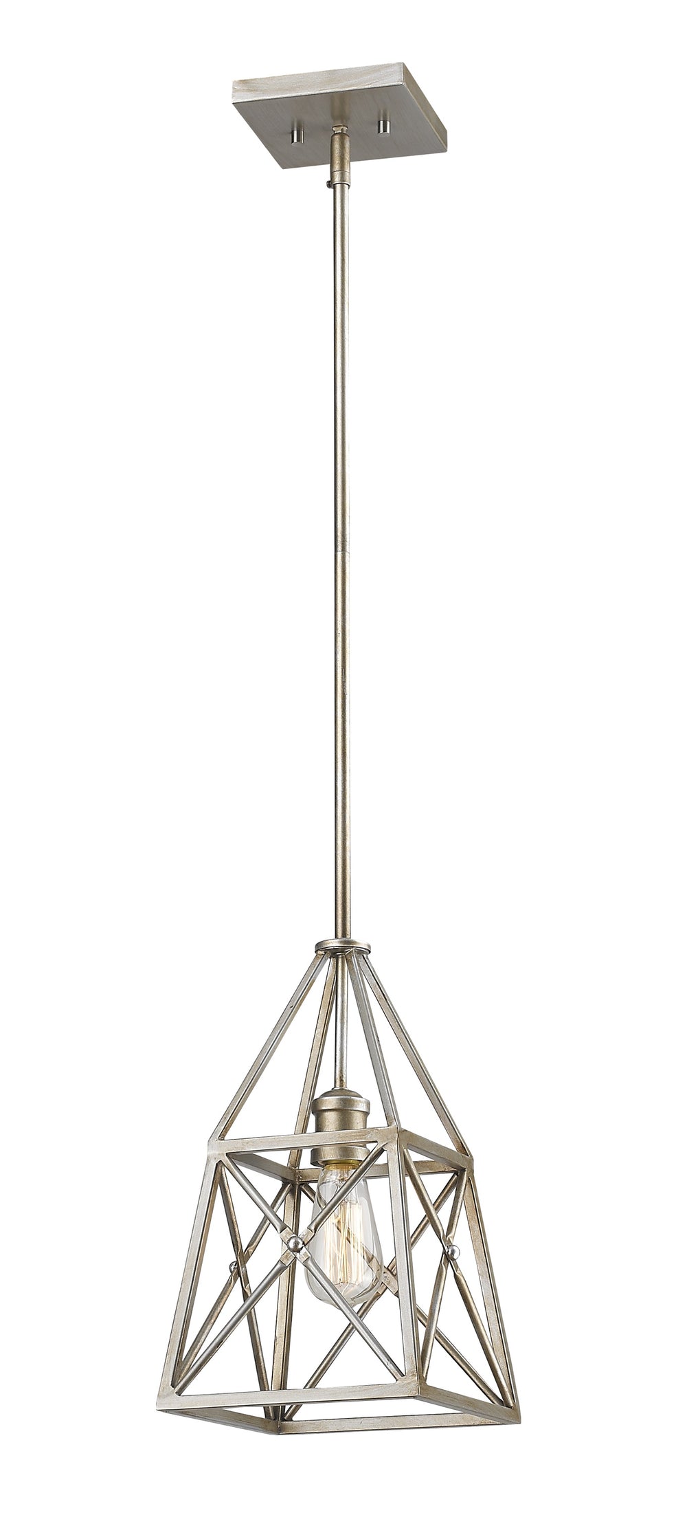 Trestle 1 Light Mini Pendant in Antique Silver Finish