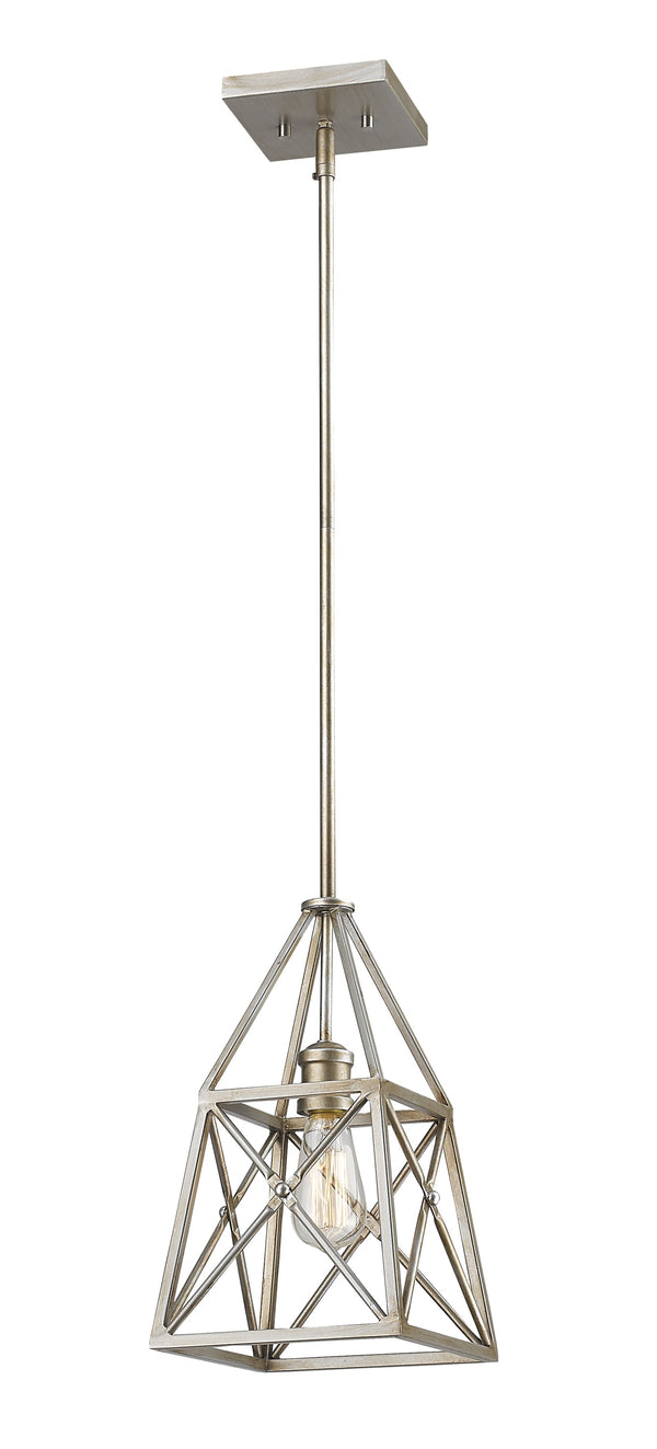 Trestle 1 Light Mini Pendant in Antique Silver Finish