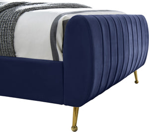 Marcos Twin Bed In Navy Velvet
