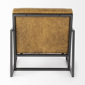 Armelle II Brown Leather Seat w/Gray Metal Frame Accent Chair