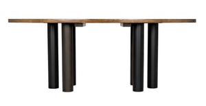 Journal Oval Dining Table, Dark Walnut with Black & Aged Brass Steel Base