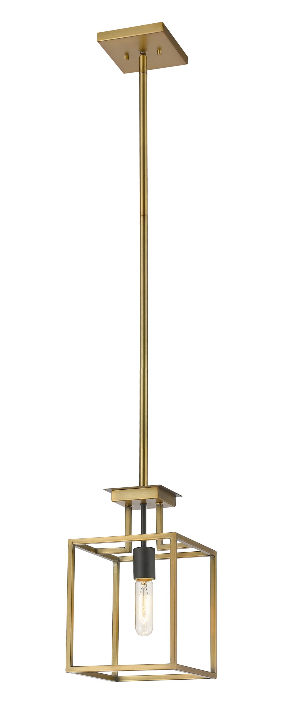 Quadra 1 Light Mini Pendant in Olde Brass + Bronze Finish