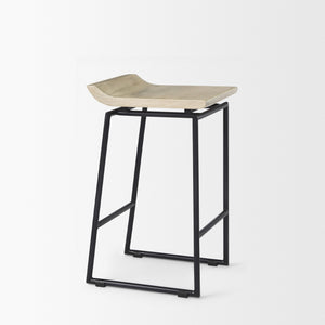 Givens 14.0L x 15.8W x 25.8H Natural Wood W/Black Metal Counter Stool