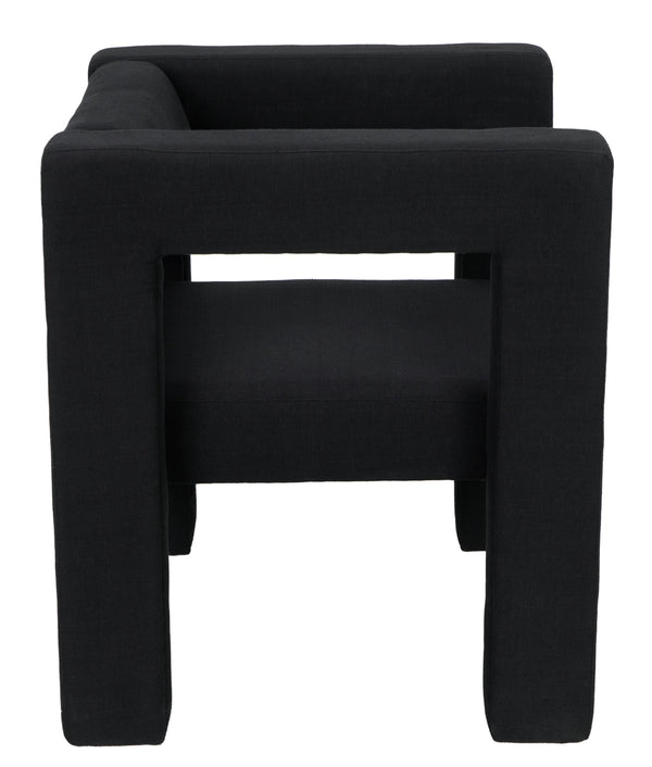 Felix Mixed Lumber Frame Chair in Black Cotton