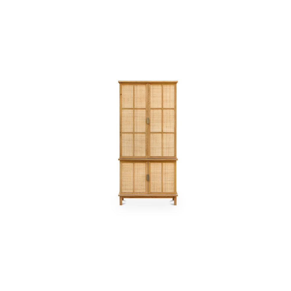 Moe's Seymour Tall Cabinet with Rattan Doors