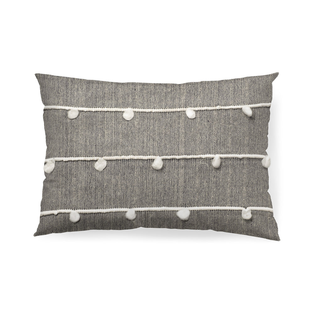Linda 13 x 21 Navy And Cream With White Detail Decorative Pillow Cover