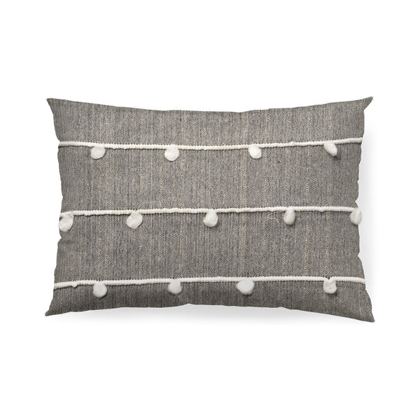 Linda 13 x 21 Navy And Cream With White Detail Decorative Pillow Cover