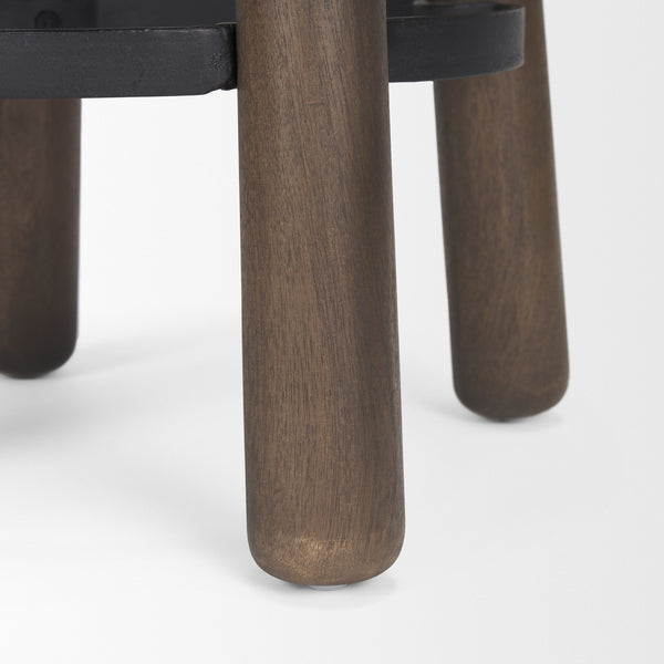 Weldon Dark Brown Wood w/ Matte Black Metal Counter Stool
