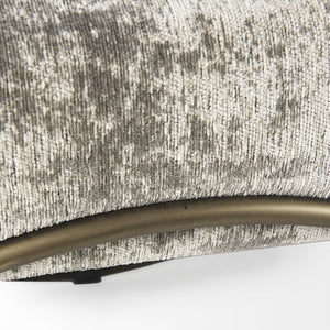 Ayla 55L x 17.6W x 18H Light and Dark Gray Fabric Seat W/ Antique Gold Metal Frame Bench