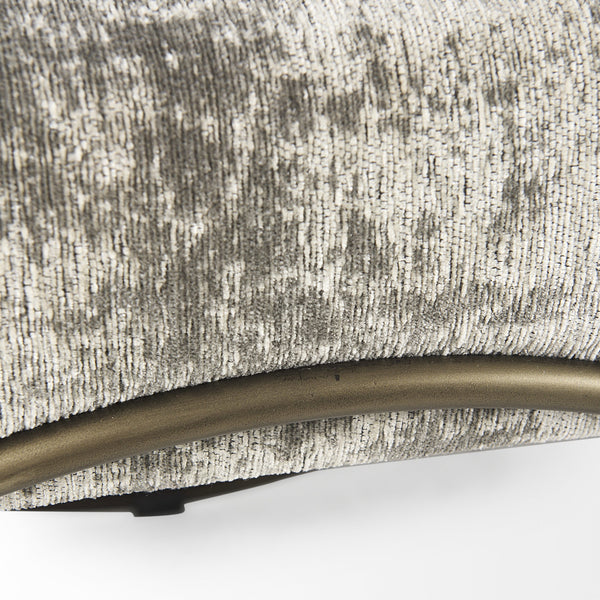 Ayla 55L x 17.6W x 18H Light and Dark Gray Fabric Seat W/ Antique Gold Metal Frame Bench