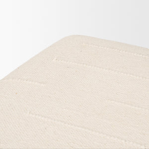 Shae Brown Wood w/ Oatmeal Fabric Ottoman