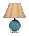 Dottie Blown Glass Table Lamp with Raffia Shade, Blue