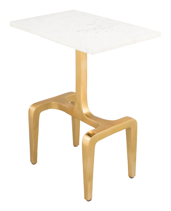 Clement Marble Side Table White & Gold