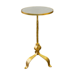 ROUND CIGAR TABLE WITH LEAF LEG DETAIL IN GOLD LEAF