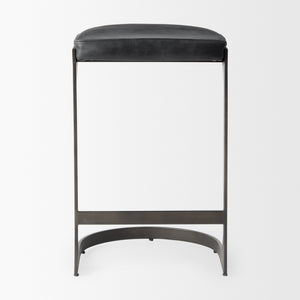 Tyson 17L x 18W x 28H Black Leather W/ Metal Frame Counter Stool