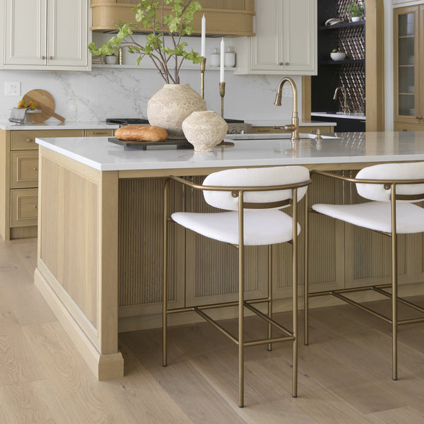 Parker  Cream Fabric Seat Gold Metal Counter Stool
