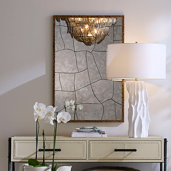 Fractured Hammered Iron Rectangle Wall Mirror