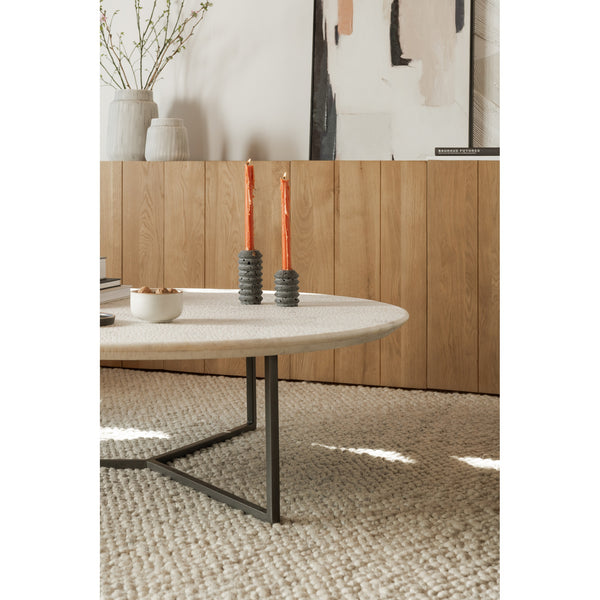Chloe Coffee Table with Marble Top and Iron Legs