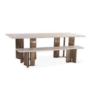 Zurich 78" Acacia Wood Dining Bench, Iron Legs, Whitewash