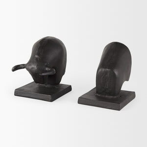 Tauro III (Set of 2) 10L x 5W Black Cast Aluminum Raging Bull Bookends