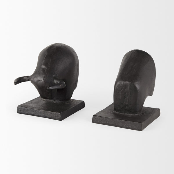 Tauro III (Set of 2) 10L x 5W Black Cast Aluminum Raging Bull Bookends