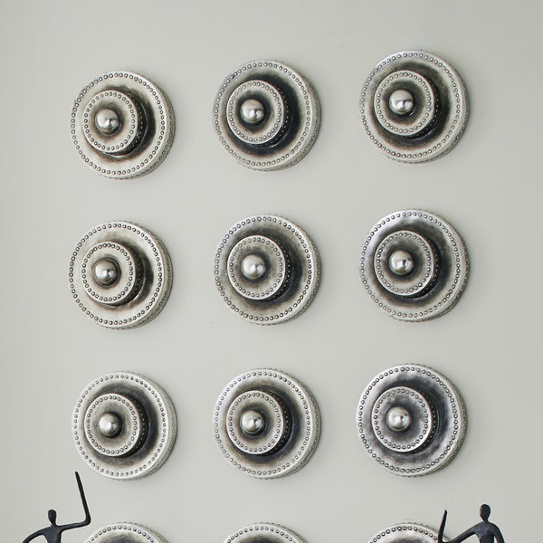 Circles Wall Tile, Silver Leaf with Antiquing