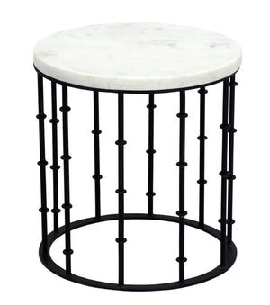 Iron Round Side Table W/ White Marble Top