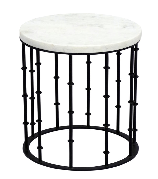 Iron Round Side Table W/ White Marble Top
