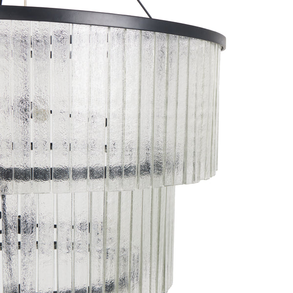 Meredith Large Chandelier in Clear Textured Glass