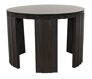 Fluted Side Table, Pale with Light Brown Trim