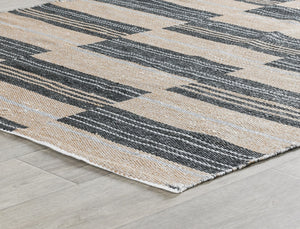 Classic Home Colton Stripe Rug Charcoal 5'x8' - Indoor/Outdoor
