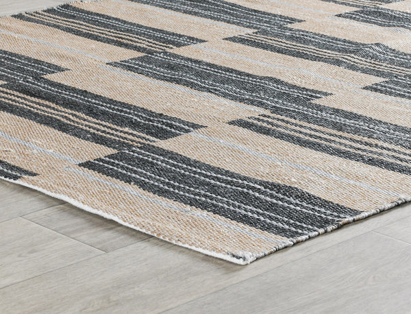 Classic Home Colton Stripe Rug Charcoal 5'x8' - Indoor/Outdoor